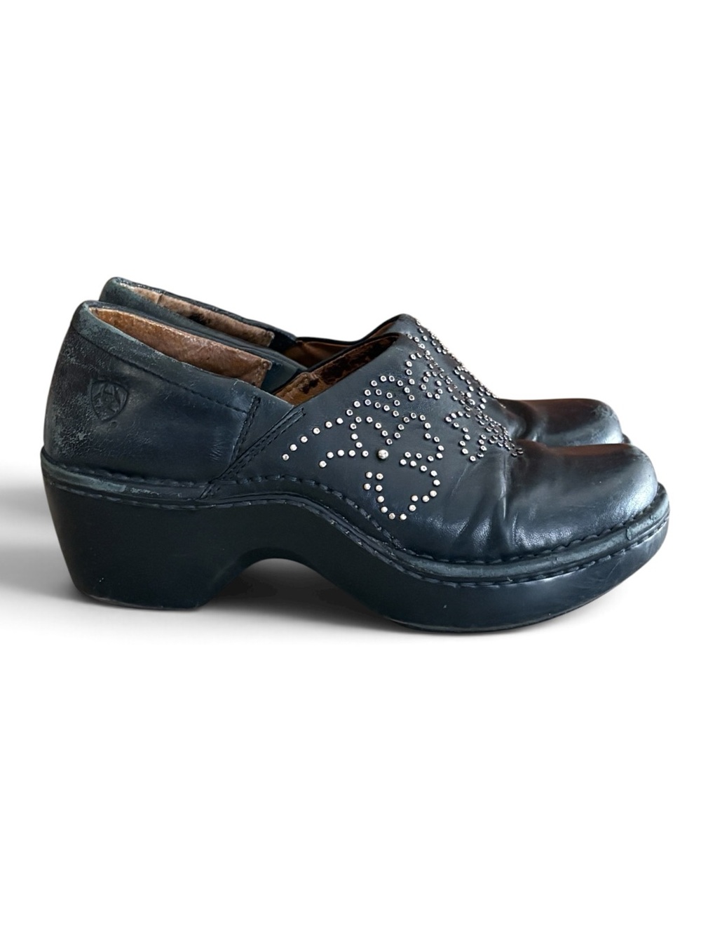 Ariat Strathmore Black Leather Studded Clogs